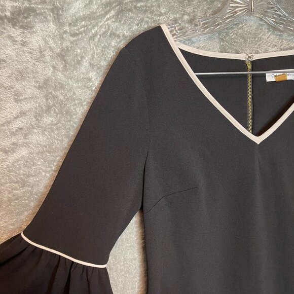 Calvin Klein Women Classic Minimalist Monogram Sheath Flared Bell Sleeve Dress 8 - Picture 3 of 14